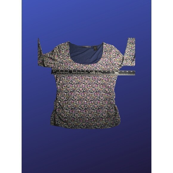 LIZ CLAIBORNE Pull-On Scoop Neck Top, Long Sleeve, NAVY FLORAL, Size SMALL, EUC - Picture 4 of 8